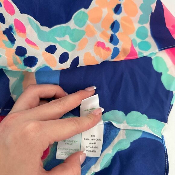 LILLY PULITZER Anise Ocean Jewels Waterfall Double V Silk Maxi Dress Size L - Picture 10 of 13